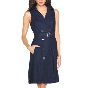 White House Black Market Sleeveless Denim Trench Dress/Coat Size 00